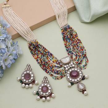 Multicolor kundan necklace set 1