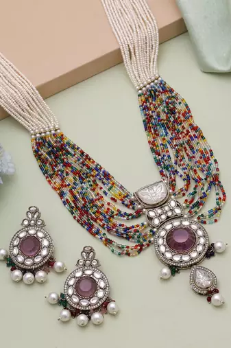 Multicolor kundan necklace set