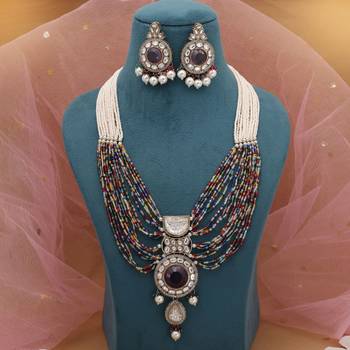 Multicolor kundan necklace set 2