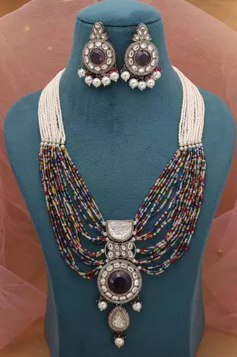 Multicolor kundan necklace set