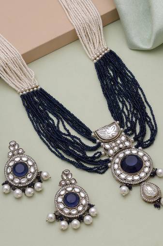 Blue kundan necklace set