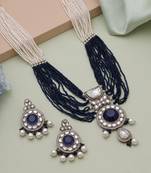 Blue kundan necklace set