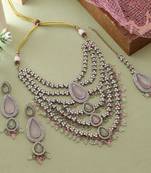 Pink & pista green kundan necklace set