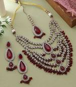 Maroon wedding kundan necklace set