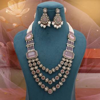 Pink festive kundan necklace set 1
