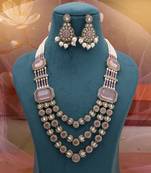 Pink festive kundan necklace set