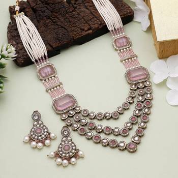 Pink festive kundan necklace set 2