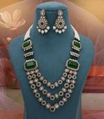 Green festive kundan necklace set