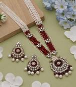 Maroon heritage kundan necklace set