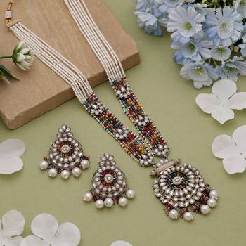 Multicolor wedding kundan necklace set 1