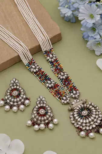 Multicolor wedding kundan necklace set