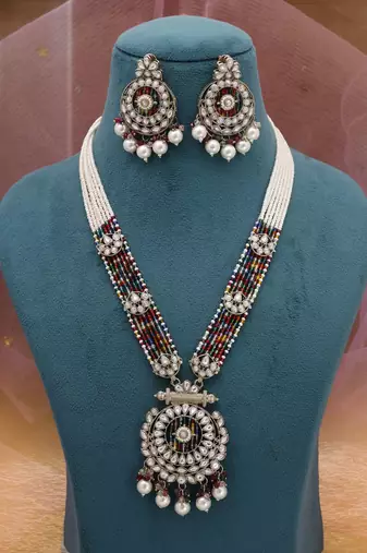 Multicolor wedding kundan necklace set