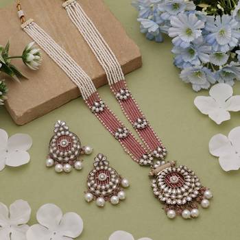Pink traditional kundan necklace set 1
