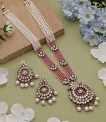 Pink traditional kundan necklace set