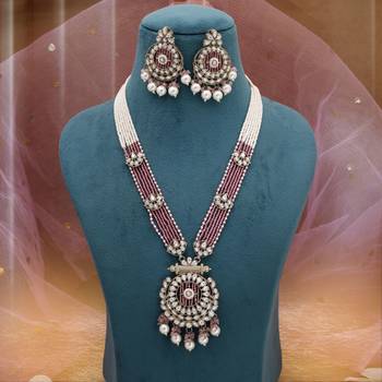 Pink traditional kundan necklace set 2