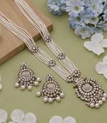 White ethnic kundan necklace set