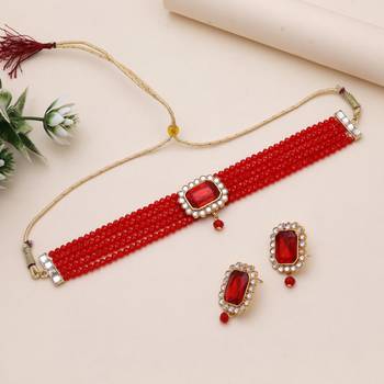 Red rajputi rani haar choker 1
