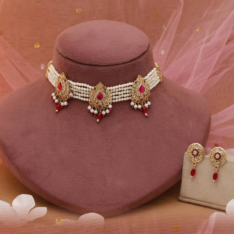 Rani & red choker rajputi rani haar