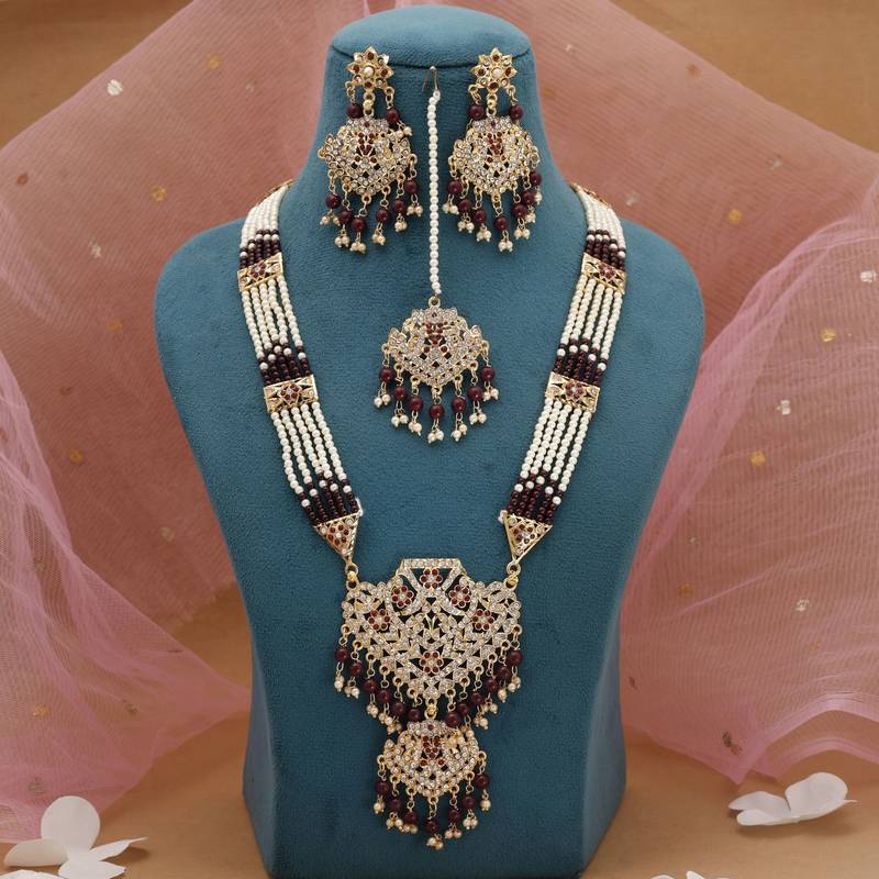 Maroon rajputi rani haar