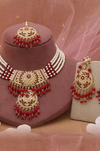 Red bridal rajputi rani haar