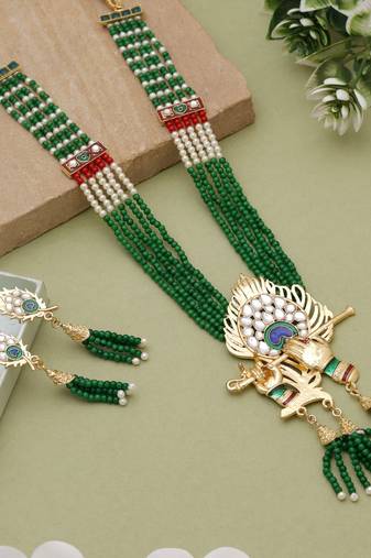 Green festive rajputi rani haar