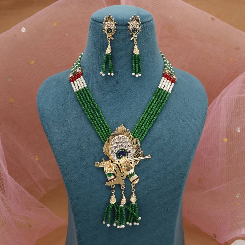 Green festive rajputi rani haar