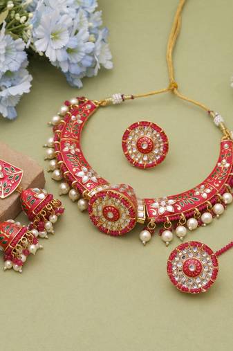 Rani hasli meenakari necklace set