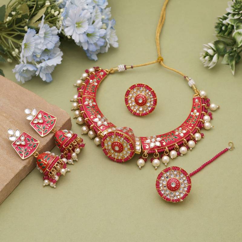 Rani hasli meenakari necklace set