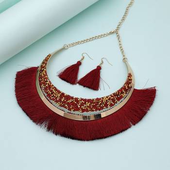 Maroon fashion hansli necklace set 1