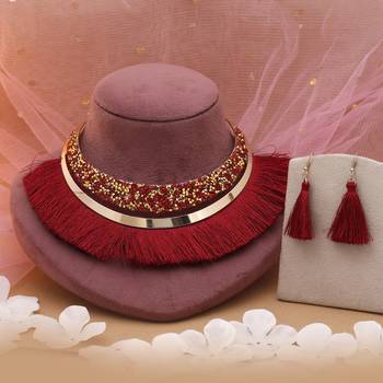 Maroon fashion hansli necklace set 2