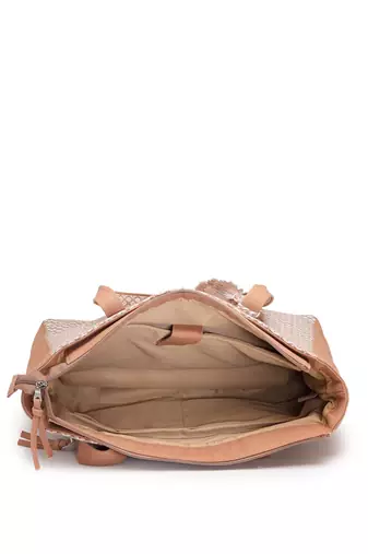 Anekaant earth edit beige jacquard geometric tote bag