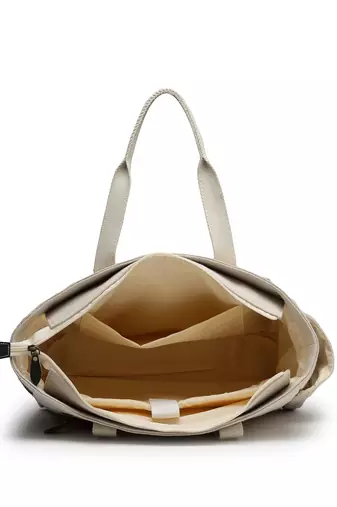 Anekaant timber  &  thread off white jute solid tote bag