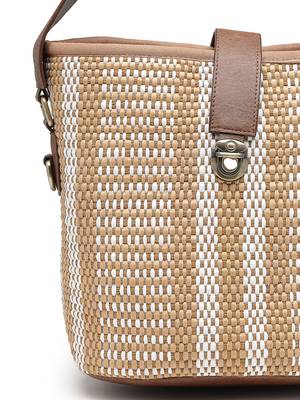 Anekaant earth knots brown jute striped handheld bag 8