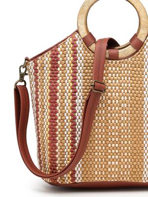 Anekaant earth knots tan jute striped handheld bag 8