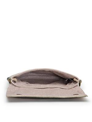 Anekaant timber  &  thread off white jute solid sling bag 7