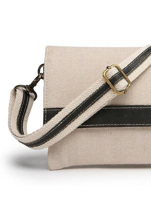 Anekaant timber  &  thread off white jute solid sling bag 8
