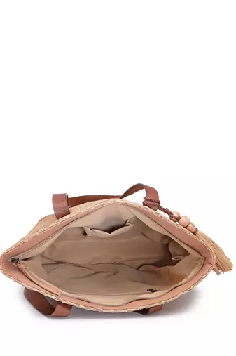 Anekaant earth knots beige jute woven design tote bag