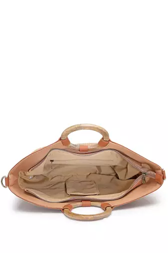 Anekaant earth knots beige jute woven design handheld bag
