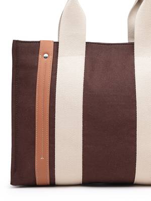 Anekaant sutra soil coffee brown canvas colorblocked handheld bag 8