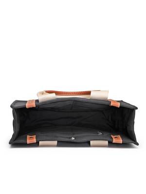 Anekaant sutra soil black canvas colorblocked handheld bag 7