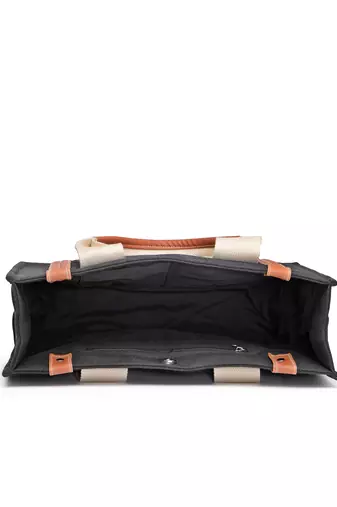 Anekaant sutra soil black canvas colorblocked handheld bag