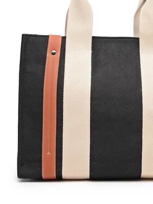 Anekaant sutra soil black canvas colorblocked handheld bag 8