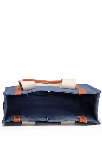 Anekaant sutra soil navy blue canvas colorblocked handheld bag