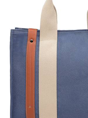 Anekaant sutra soil navy blue canvas colorblocked handheld bag 8