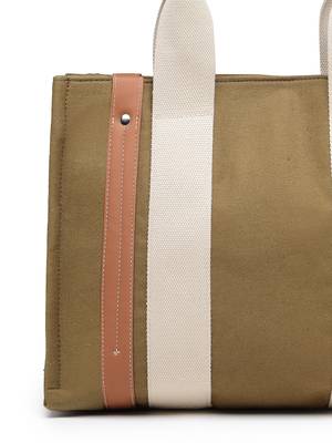 Anekaant sutra soil olive green canvas colorblocked handheld bag 8