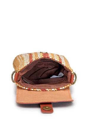  earth knots tan jute striped mini sling bag 7