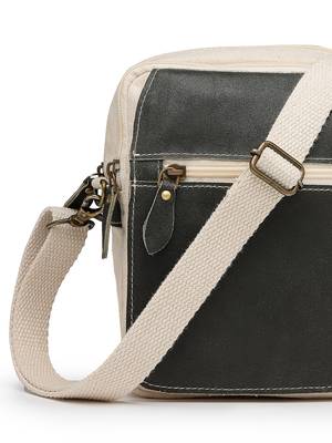 Anekaant timber  &  thread off white cotton solid sling bag 8