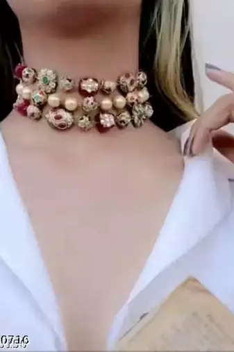 Indian bollywood gold plated kundan choker bridal necklace earrings jewelry set