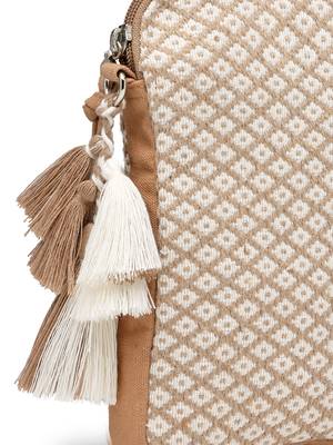 Anekaant earth edit beige jacquard geometric mini sling bag 8