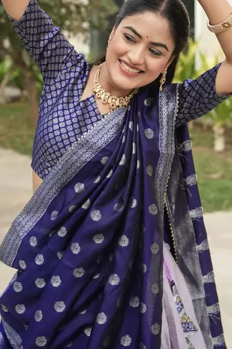 Purple Color Zari Weaving Work Kanchipuram Silk  Pattu Lehenga Choli With Unstitched Blouse